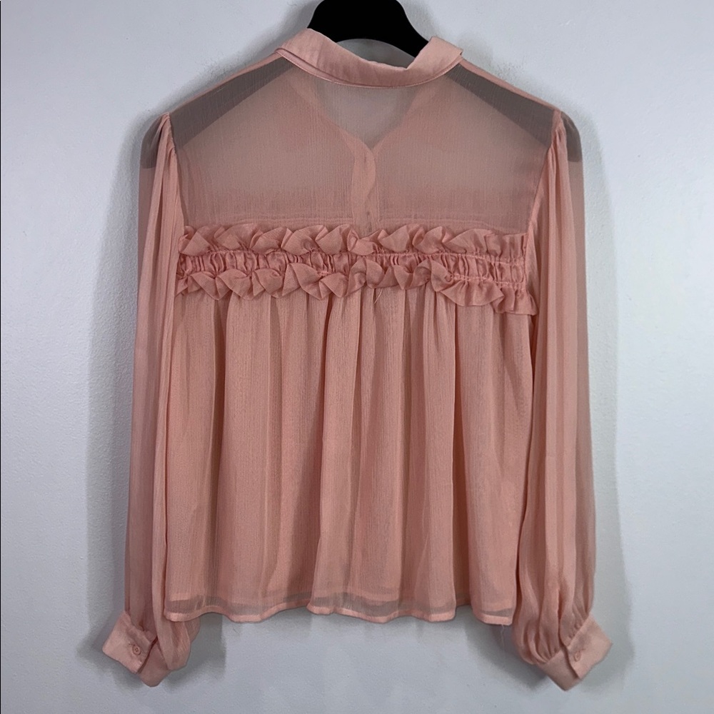 Endless Rose chiffon button down pink blouse size medium - Picture 6 of 7